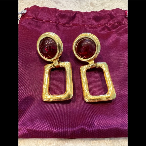 FRANCES PATIKY STEIN Jewelry - VINTAGE FRANCES PATIKY STEIN PARIS 1980’S  MAISON GRIPOIX RED POURED Earrings
